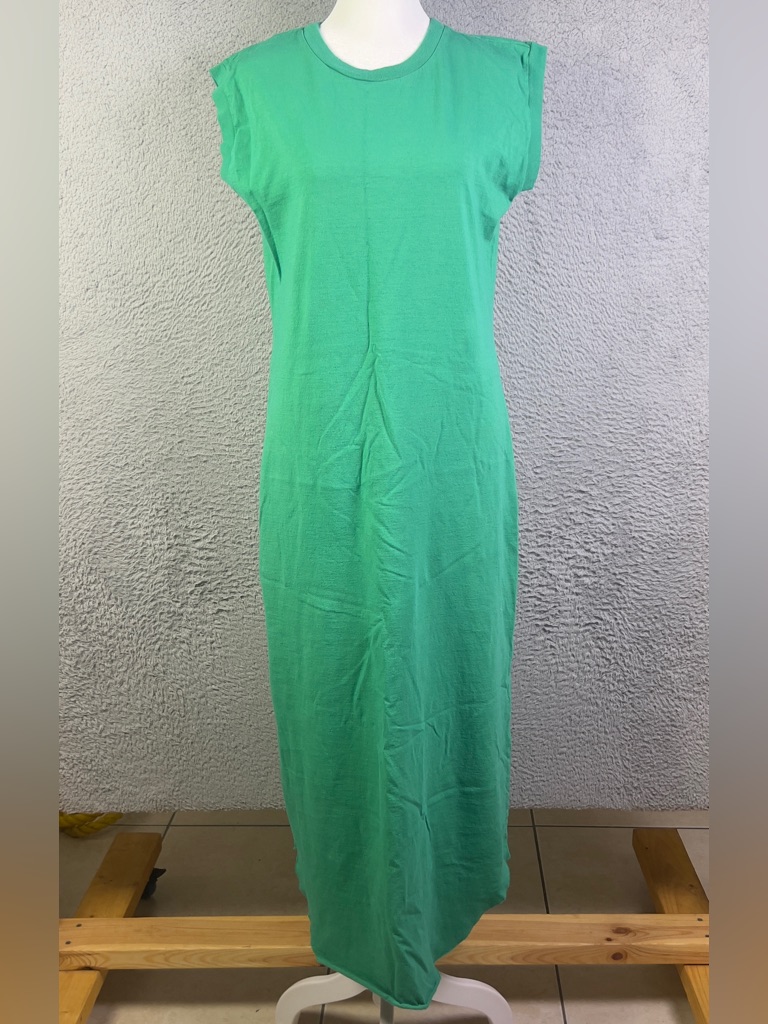 Frank & Eileen Cory Vintage Muscle Tee Dress Womens S Green Raw Hem Minimalist